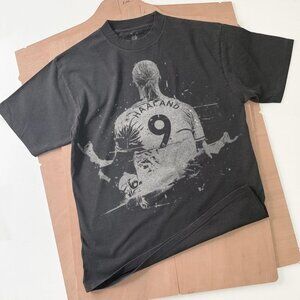 Erling Haaland shirt, Soccer handmade Bleached T-shirt Sport Bleached black